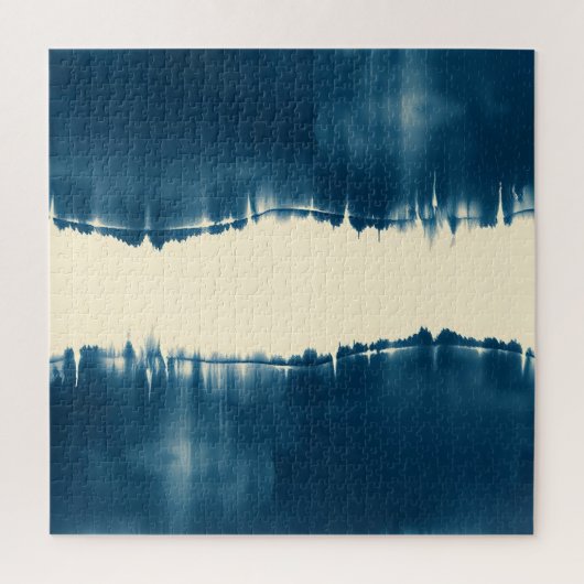 Puzzle Indigo Shibori Abstrait Moderne Horizontal (Vertical)