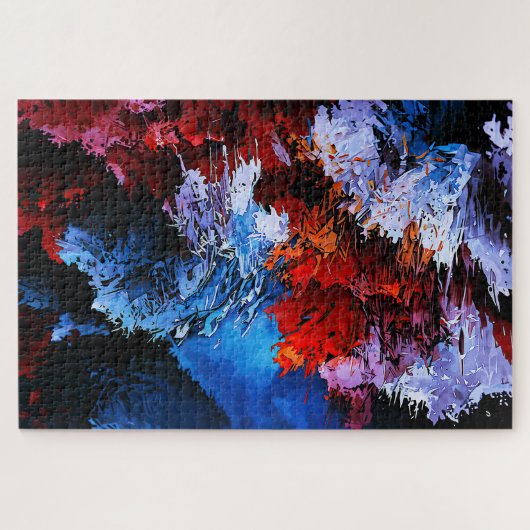 Puzzle Inferno réfrigéré Bleu Rouge Art Abstrait contempo (Horizontal)