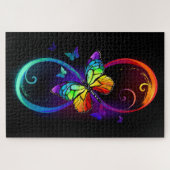 Puzzle Infini vibrant avec papillon arc-en-ciel sur noir (Horizontal)