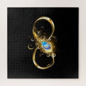 Puzzle Infinité avec plume de paon doré (Horizontal)