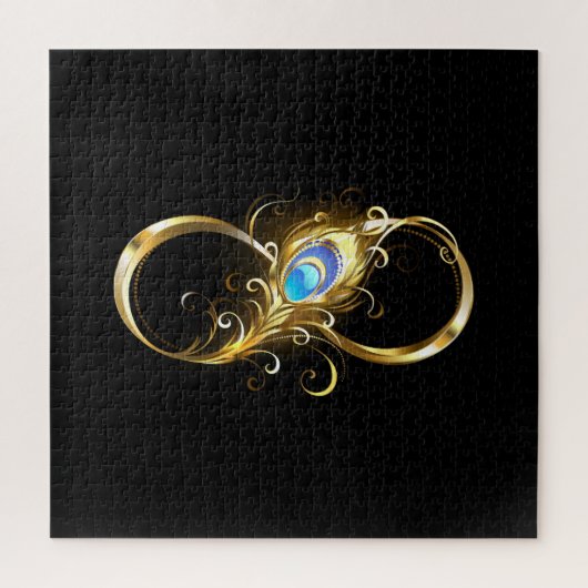 Puzzle Infinité avec plume de paon doré (Vertical)