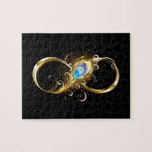 Puzzle Infinité avec plume de paon doré