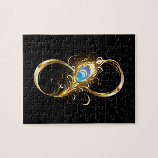 Puzzle Infinité avec plume de paon doré (Horizontal)