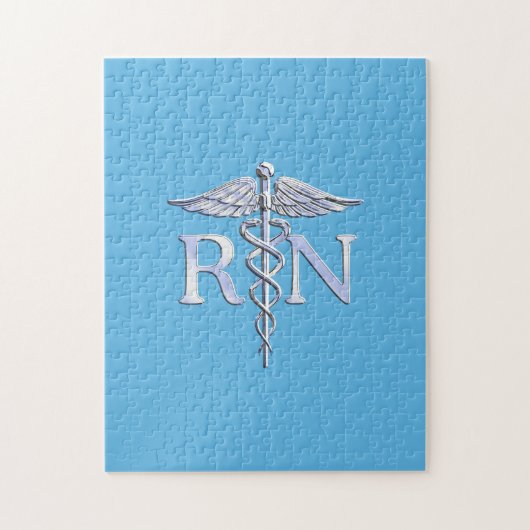 Puzzle Infirmière autorisée RN Caduceus on Baby Blue (Vertical)