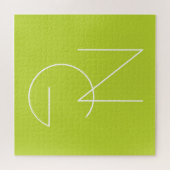 Puzzle Initiales de chevauchement modernes 2 | Lime vert (Horizontal)