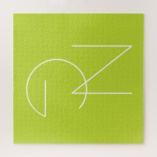 Puzzle Initiales de chevauchement modernes 2 | Lime vert (Horizontal)