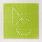 Puzzle Initiales de chevauchement modernes 2 | Lime vert (Vertical)