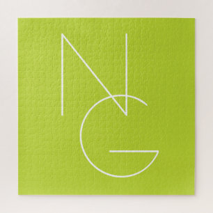 Puzzle Initiales de chevauchement modernes 2   Lime vert