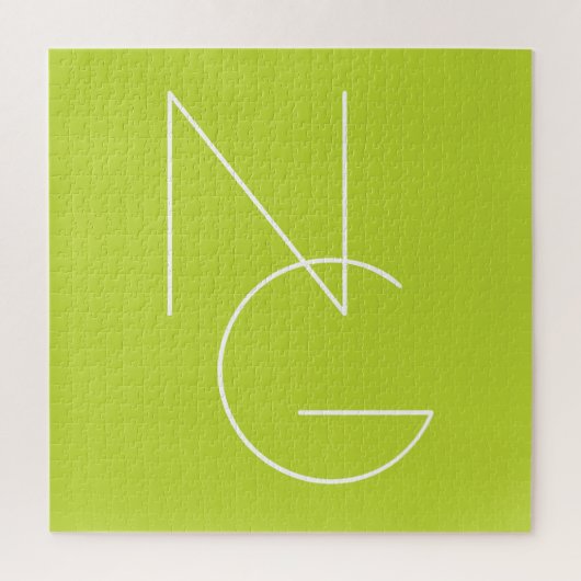 Puzzle Initiales de chevauchement modernes 2 | Lime vert (Vertical)