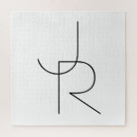 Puzzle Initiales de chevauchement modernes 2 | Noir en bl<br><div class="desc">Initiales qui se chevauchent aujourd'hui.</div>