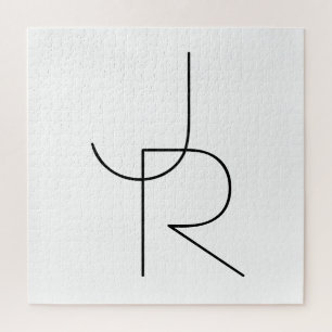 Puzzle Initiales de chevauchement modernes 2 Noir en bl