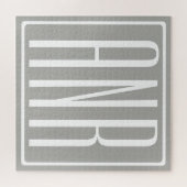 Puzzle Initiales Monogramme | Blanc Sur Gris Clair (Horizontal)