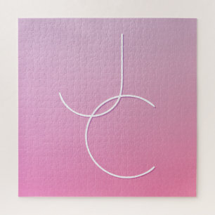 Puzzle Initiales superposées Modern 2 Ombre rose