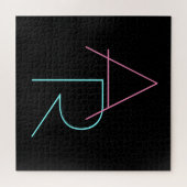 Puzzle Initiales superposées modernes | Rose Turquoise No (Horizontal)