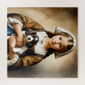 Puzzle « Innocence opulente » « Cornelia » Fille au chiot (Horizontal)