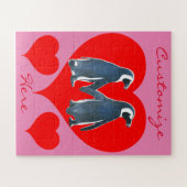 Puzzle Inséparables Penguin Couple Red Hearts Thunder_Cov (Horizontal)