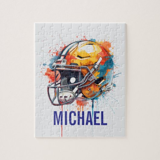Puzzle Inspirational Motivational Football Helmet Name (Vertical)