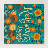 Puzzle Inspirer Réinventer Vous-Même Turquoise Floral (Horizontal)