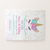 Puzzle Invitation d'anniversaire de la fille thème Unicor (Horizontal)