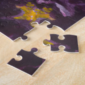 Puzzle Invitation d'anniversaire florale violette élégant (Côté)