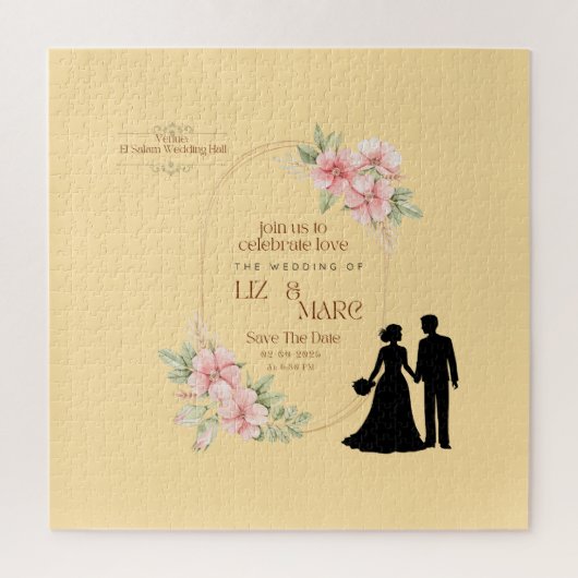 Puzzle Invitation de mariage florale élégante (Vertical)