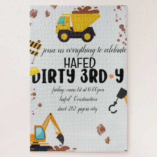Puzzle Invitation pour le 3e anniversaire Dirty (Vertical)