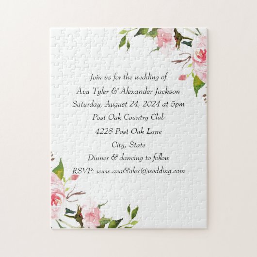 Puzzle Invitations de mariage floral (Vertical)