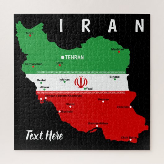 Puzzle Iran Map with Flag and Emblem (Vertical)