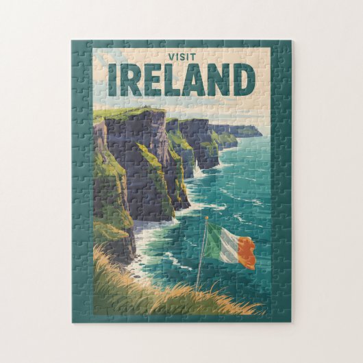 Puzzle Ireland Cliffs of Moher Illustration Travel Art (Vertical)