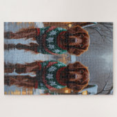 Puzzle Irish Red Setter Dogs Christmas Snow Holiday (Horizontal)