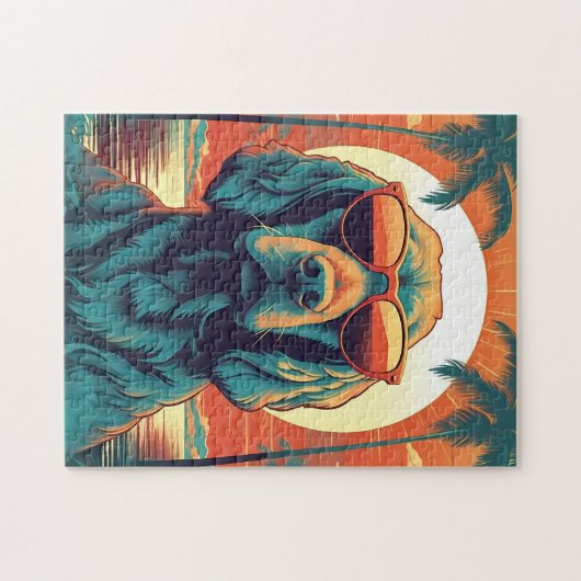 Puzzle Irish Setter avec lunettes de soleil à la plage (Horizontal)
