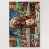 Puzzle Irish Setter Gâteau de vacances : Noël festif (Vertical)