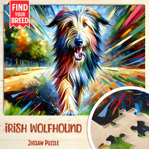 Puzzle Irish Wolfhound Dog Portrait Acrylique Art Print C