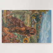 Puzzle Irlandais Red Setter Chien Automne Moisson Thanksg (Horizontal)