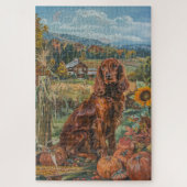 Puzzle Irlandais Red Setter Chien Automne Moisson Thanksg (Vertical)
