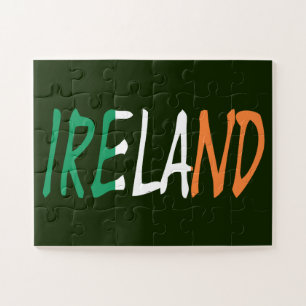 Puzzle Irlande superposée sur le drapeau irlandais 11x14