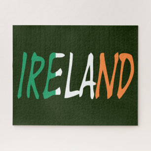 Puzzle Irlande superposée sur le drapeau irlandais 16x20