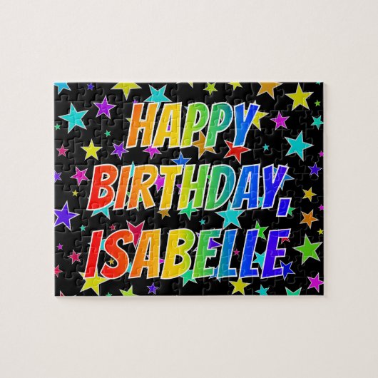 Puzzle "ISABELLE" Prénom, Amusant "HEUREUX ANNIVERSAIRE" (Horizontal)