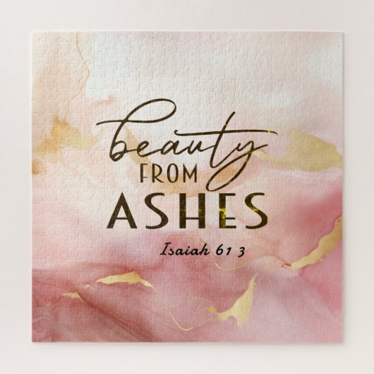 Puzzle Isaïe 61 3 Beauté de Ashes Bible Verse Rose (Vertical)