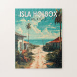 Puzzle Isla Holbox Mexique Travel Art Vintage<br><div class="desc">Isla Holbox Mexico vectoriel design. Il fait partie de la réserve naturelle de Yum Balam et est séparé du continent par la lagune de Yalahau,  qui abrite des flamants roses et des pélicans.</div>