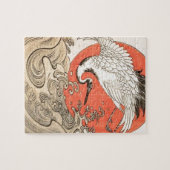 Puzzle Isoda Koryusai - grue, vagues et Soleil Levant (Horizontal)