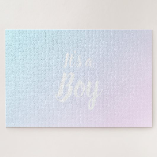 Puzzle It'a Boy blue pink gradient ombre gender reveal (Horizontal)