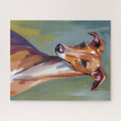 Puzzle Italian Greyhound Dog Watercolor Pet Painting (Horizontal)