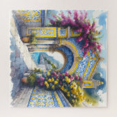 Puzzle Italie Amalfi rose jaune bleu Anniversaire présent (Horizontal)