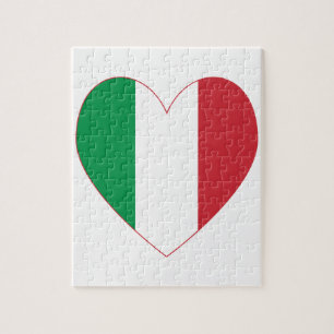 Puzzle Italie Drapeau Coeur Bordure rouge