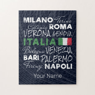 Puzzle Italie Ville Rétro et drapeau Vintage Vacances Sou