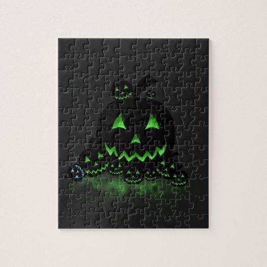 Puzzle Jack O Lanternes d'Halloween noir et vert (Vertical)