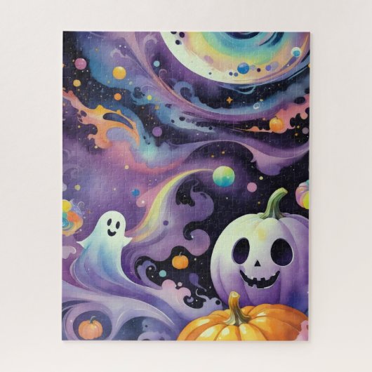Puzzle Jack-O'-Lanterns et des fantômes amis dans l'espac (Vertical)