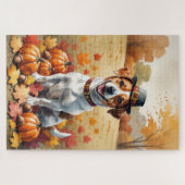Puzzle Jack Russell À L'Automne Laisse L'Art Thanksgiving (Horizontal)