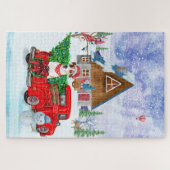 Puzzle Jack Russell Chien à Noël Livraison Camion Neige (Horizontal)